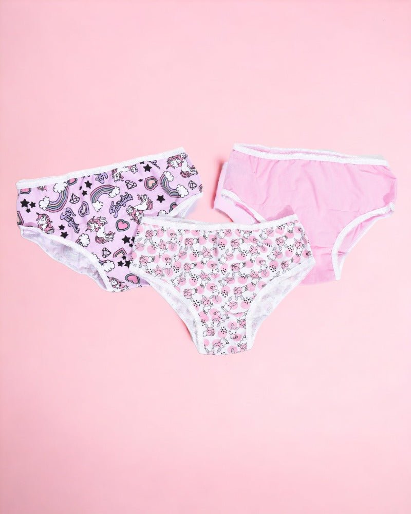 Pink And White 3 Pack Brief Cut Set - Girls - StylePhase SA