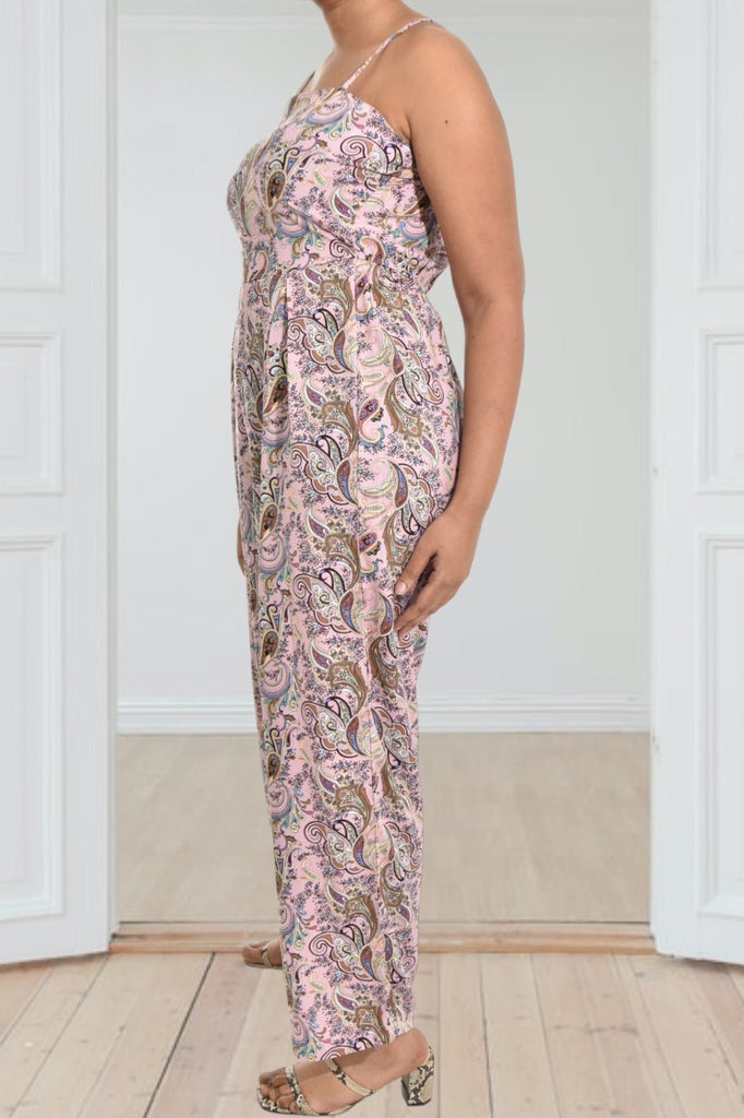 Pink Printed Strappy Pleated Jumpsuit - StylePhase SA