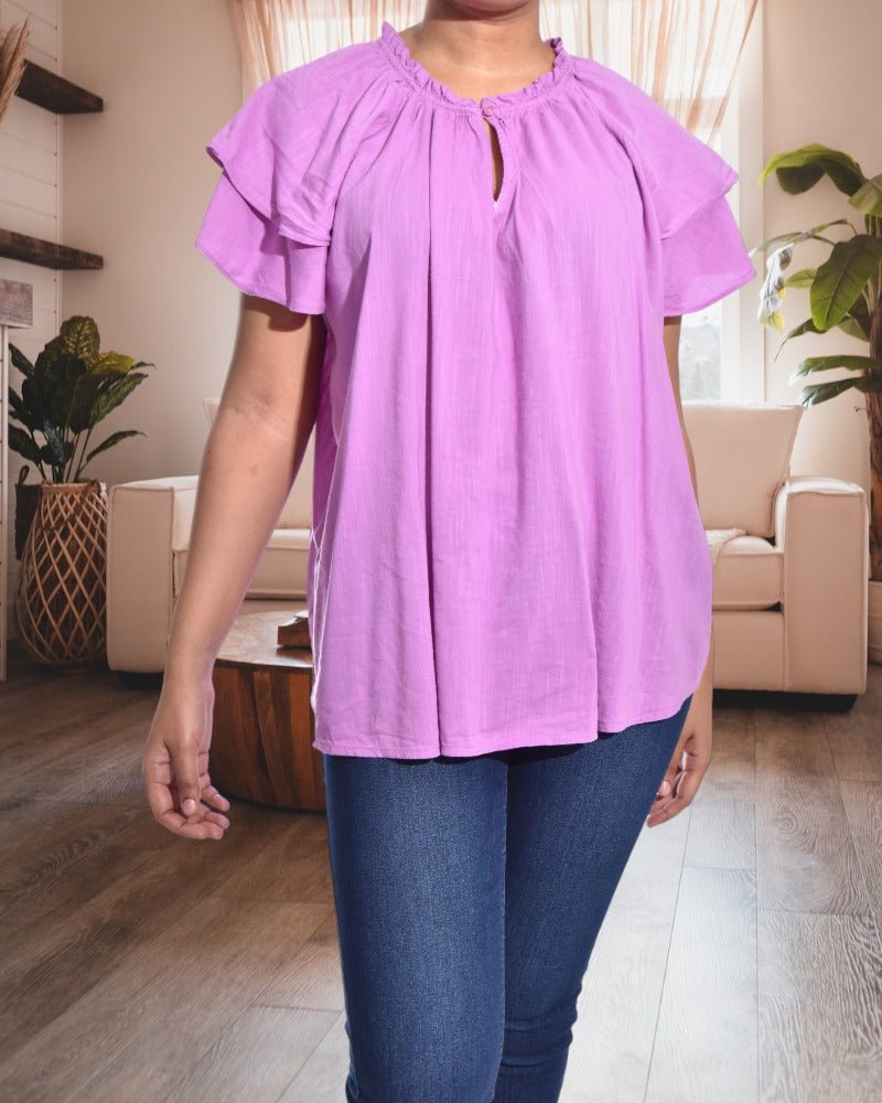 Purple Flutter Sleeve Top - StylePhase SA