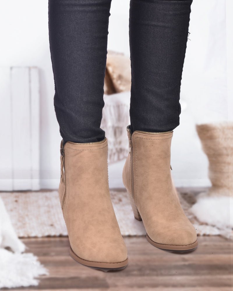 Rayleene Taupe Zipper Detail Boots - StylePhase SA