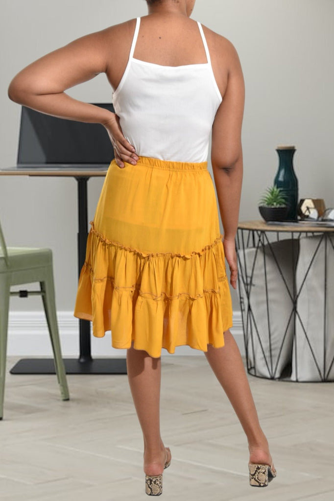 Ruffle Hem Mini Skirt Mustard - StylePhase SA