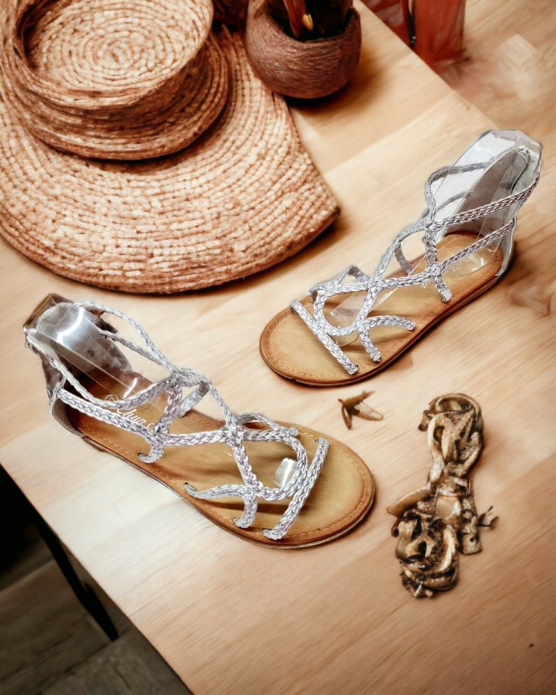 Silver Gladiator Sandals - StylePhase SA