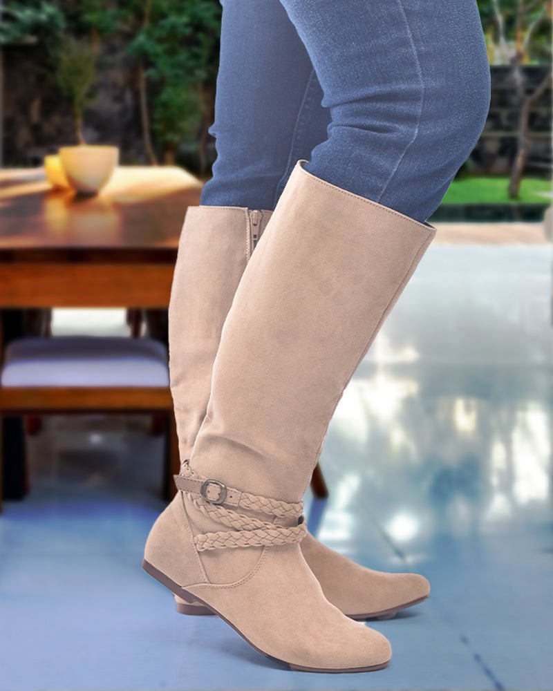 Toby Taupe Flat Boots - StylePhase SA