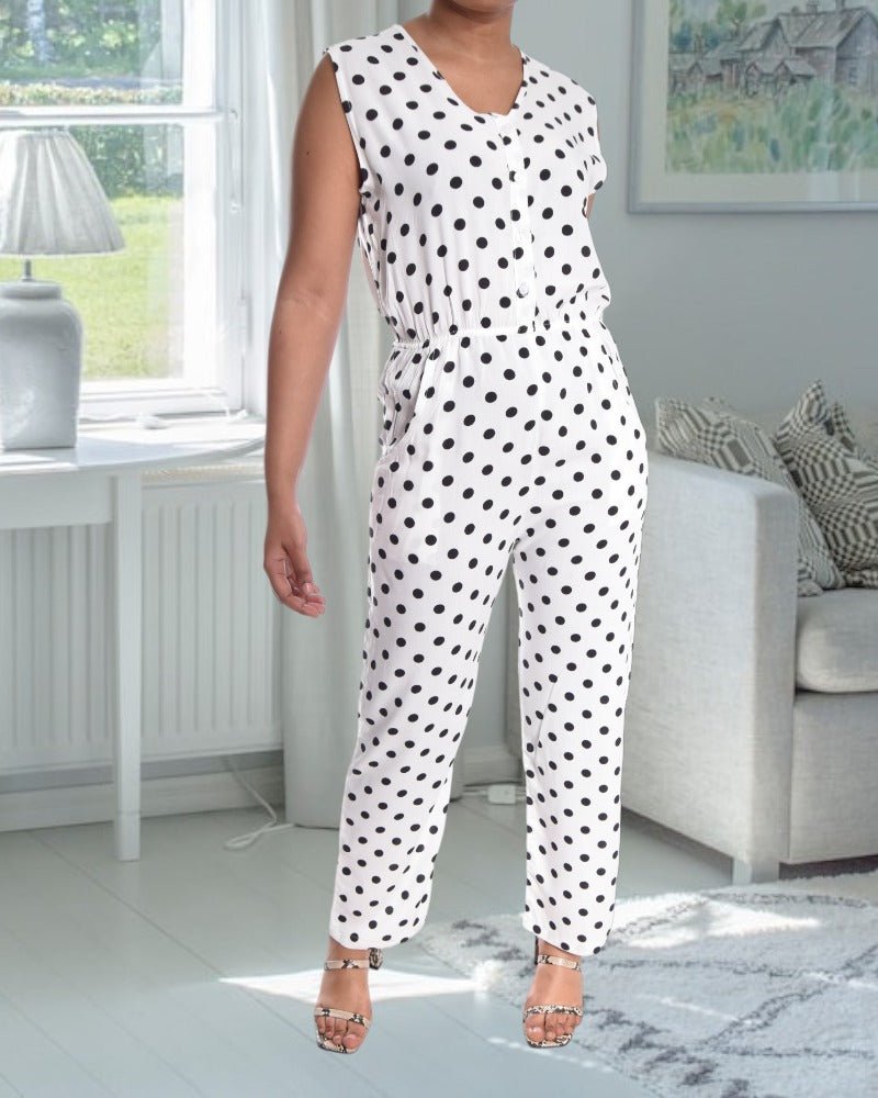 White And Black Polka Dot Jumpsuit - StylePhase SA
