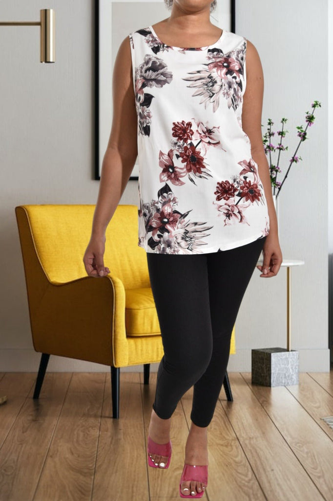 White And Burgundy Floral Blouse - StylePhase SA