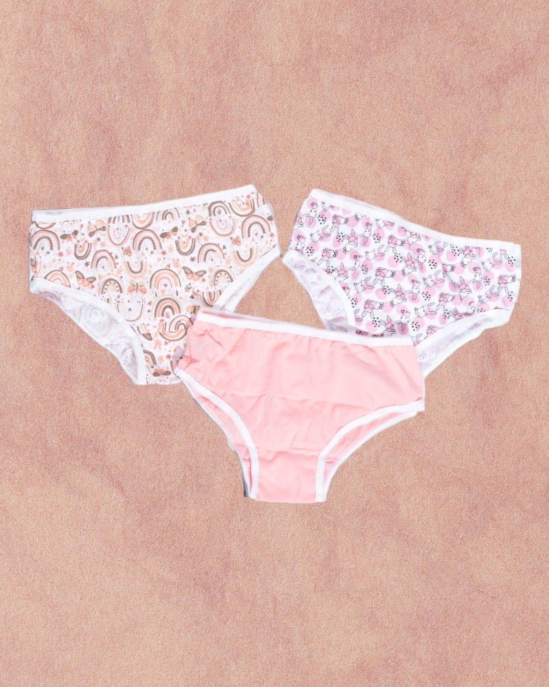 Pink Printed Girls 3 Pack Panty-BC