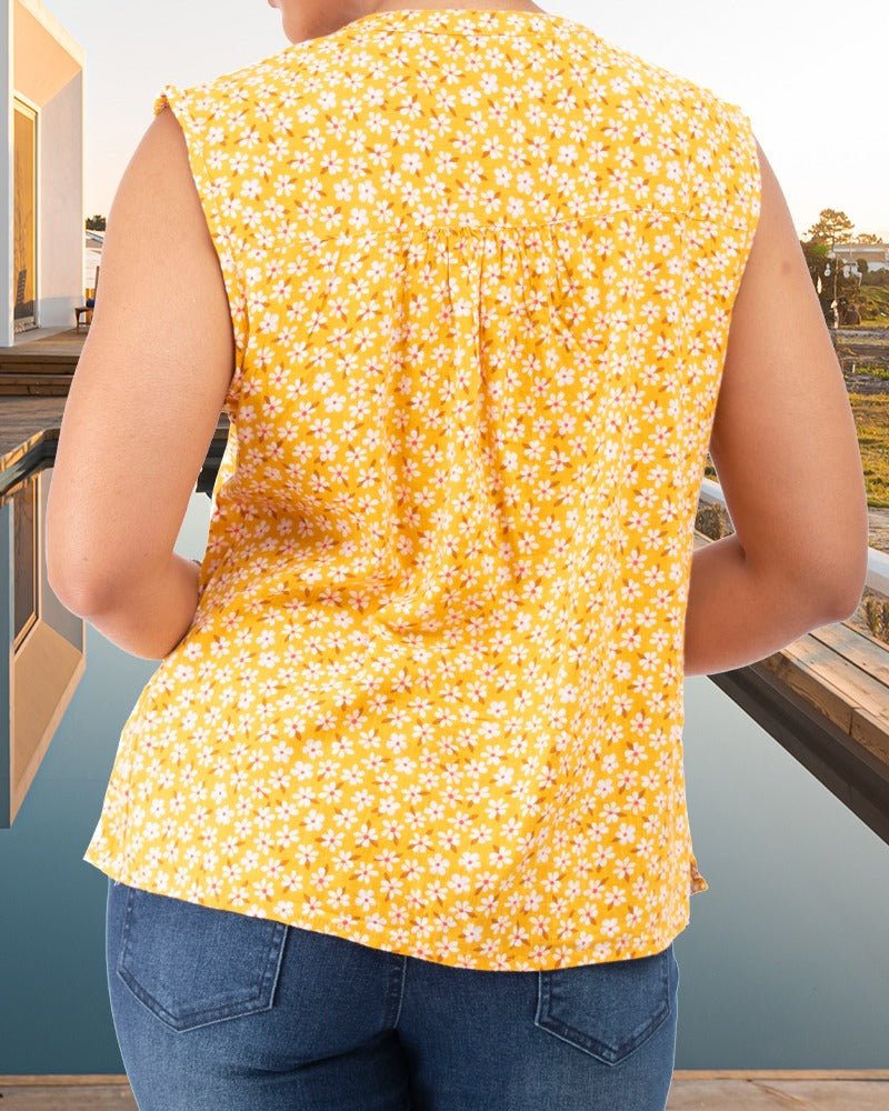 Yellow Button Front Top - StylePhase SA
