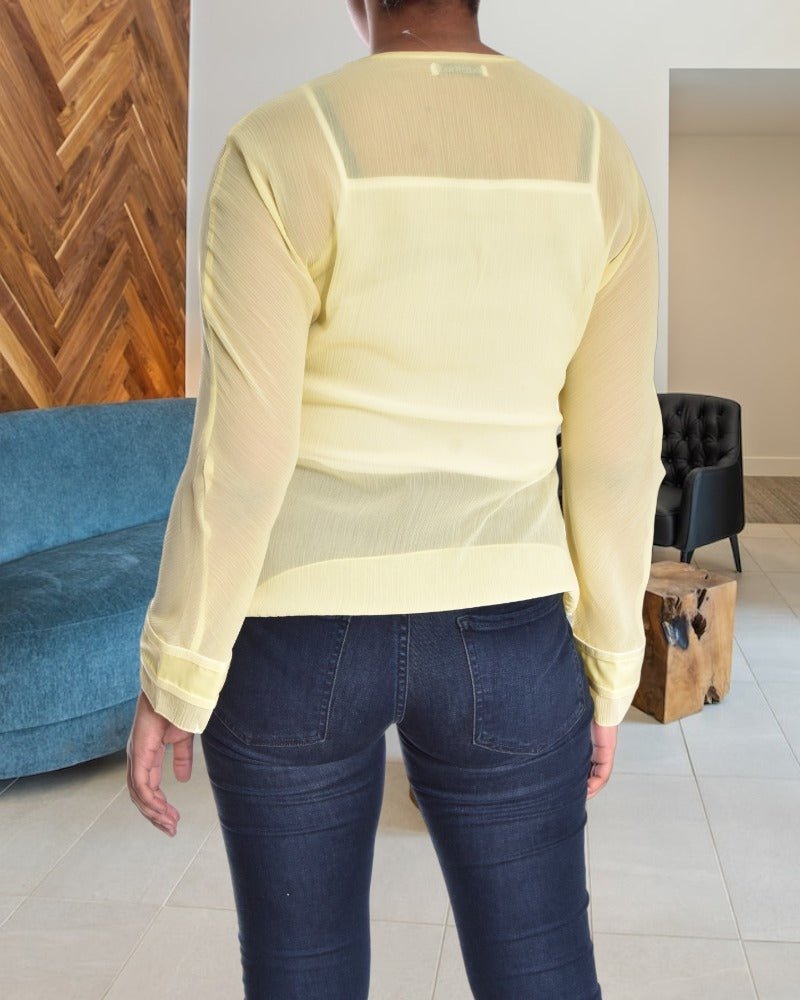 Yellow Long Sleeve Chiffon Top - StylePhase SA