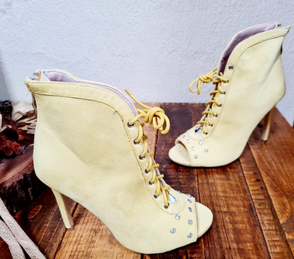 Yellow Tie Up Heels - StylePhase SA