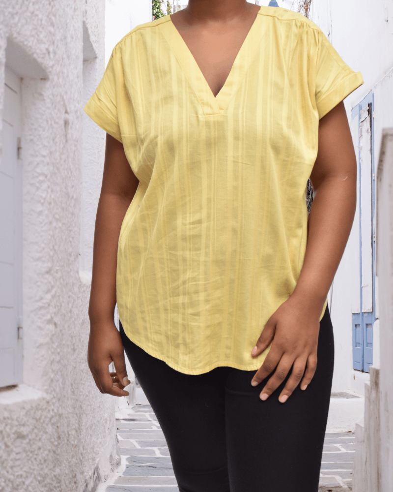 Yellow V-Neck Blouse – StylePhase SA