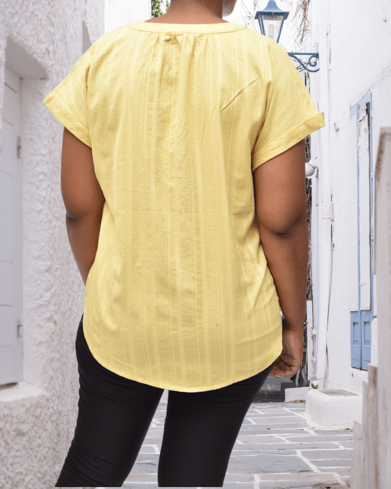 Yellow V-Neck Blouse - StylePhase SA