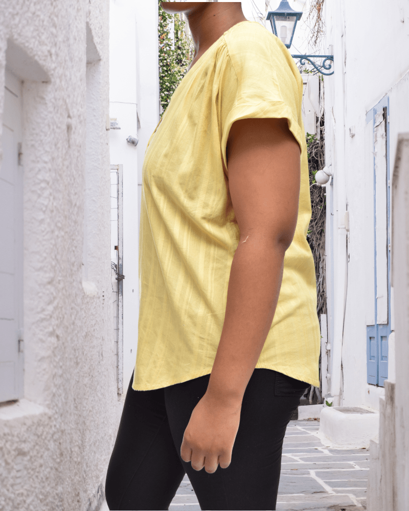 Yellow V-Neck Blouse - StylePhase SA